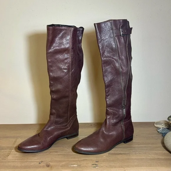 Calvin Klein Dark Brown Leather Knee-High Boots - Picture 3 of 6